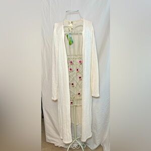 Blu Pepper Cardigan/Sweater - Cream - 42” Long - Medium - NWT